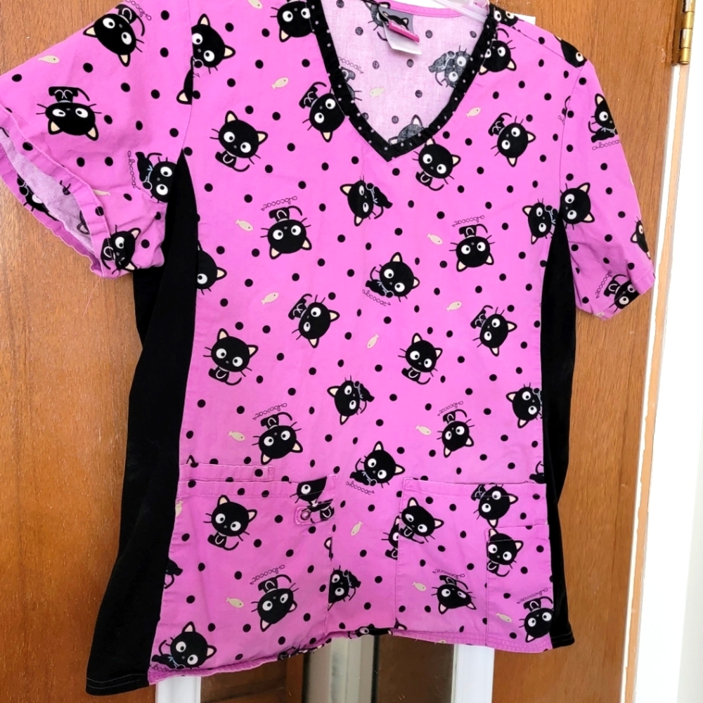 Ladies Choco Cat scrub top